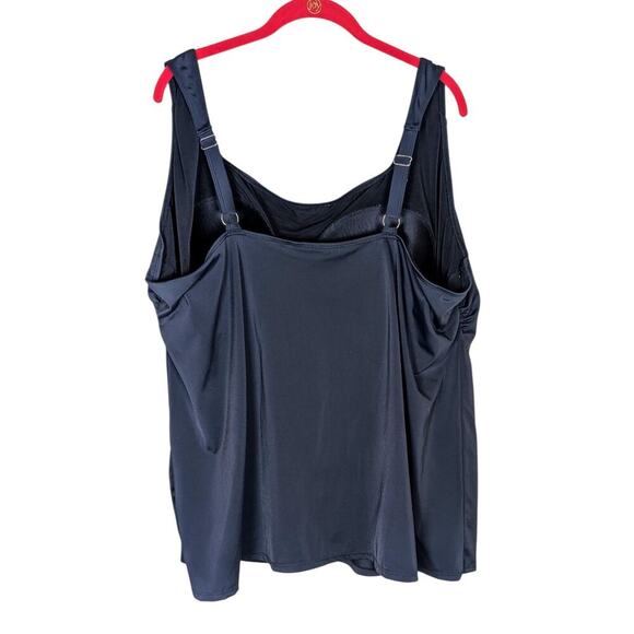 Roaman's Swim Women's Tankini Swimsuit Top Size 34W Black Padded Bra - Picture 2 of 9